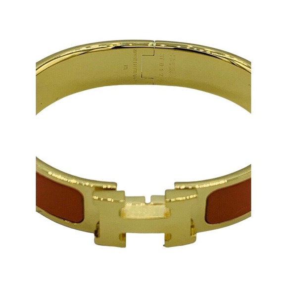 HERMES Clic H Narrow Bracelet Bangle Orange Enamel - Picture 6 of 6